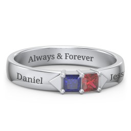 Timeless Romance Ring in 925 Sterling Silver with Blue Sapphire and Garnet