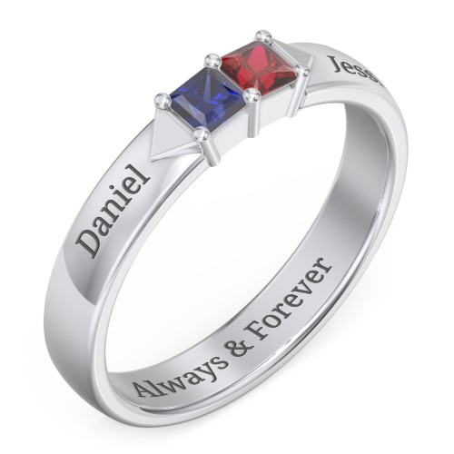 Timeless Romance Ring – Sterling Silver with Blue Sapphire and Garnet