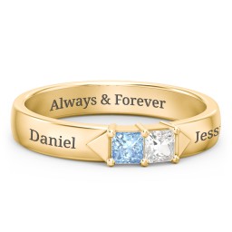 Timeless Romance Ring in 9K Solid Yellow Gold with Blue Topaz and Cubic Zirconia
