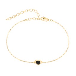 Heart Anklet with Cold Enamel in 18K Gold Plated Silver