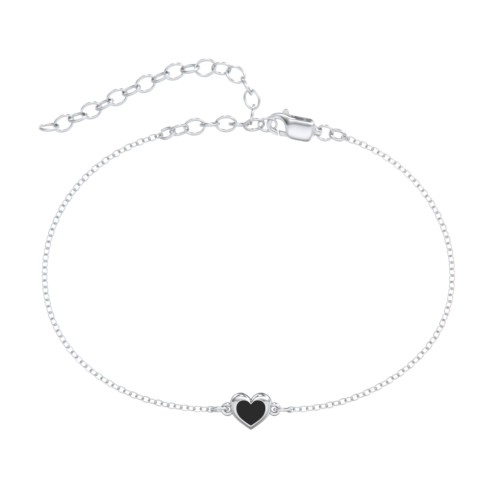 Heart Anklet with Cold Enamel – Sterling Silver