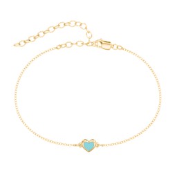 Heart Anklet with Cold Enamel in 18K Gold Plated Silver