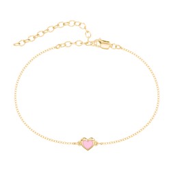 Heart Anklet with Cold Enamel in 18K Gold Plated Silver