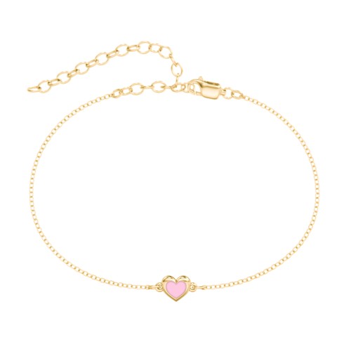 Heart Anklet with Cold Enamel – 18K Gold Plated Silver