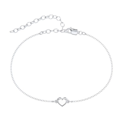 Heart Anklet with Cold Enamel – Sterling Silver