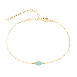 Evil Eye Anklet with Accent Stone and Cold Enamel