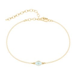 Evil Eye Anklet with Accent Stone and Cold Enamel