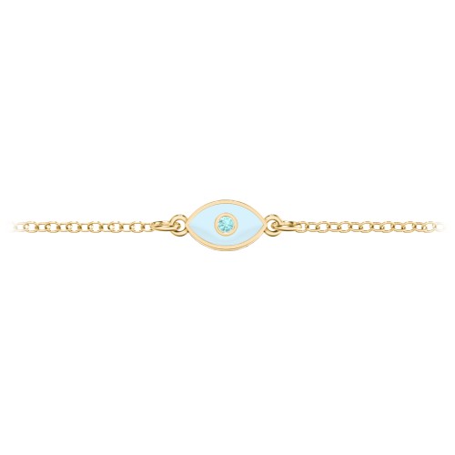 Evil Eye Anklet with Accent Stone and Cold Enamel – 18K Gold Plated Silver with Mint Premium Zirconia