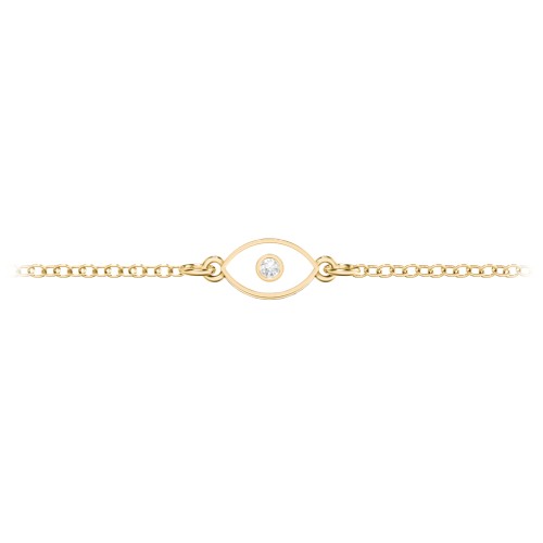 Evil Eye Anklet with Accent Stone and Cold Enamel – 18K Gold Plated Silver with Lab Diamond