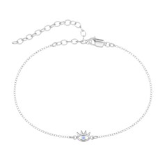 Evil Eye Anklet with Eyelashes – 18K Gold Plated Silver with Fancy Blue Premium Zirconia