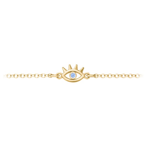 Evil Eye Anklet with Eyelashes – 18K Gold Plated Silver with Fancy Blue Premium Zirconia