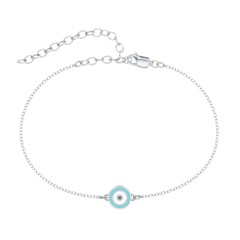 Round Evil Eye Anklet – 18K Gold Plated Silver with Black Premium Zirconia