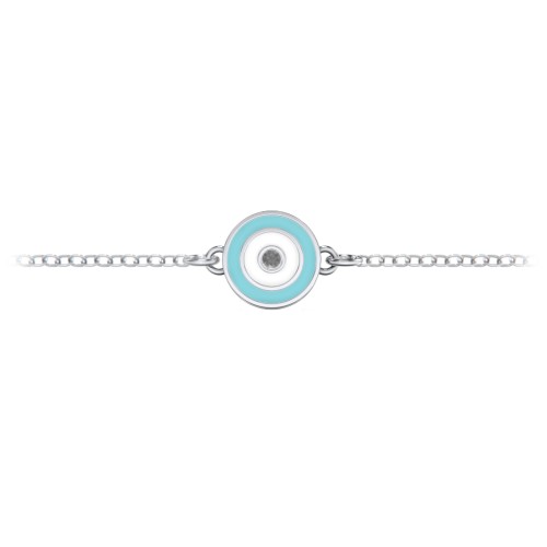 Round Evil Eye Anklet – Sterling Silver with Black Premium Zirconia