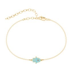 Hamsa Anklet with Accent Stone