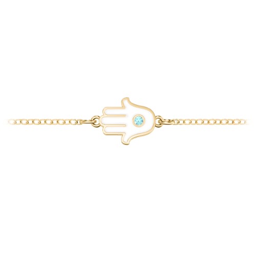 Hamsa Anklet with Accent Stone – 18K Gold Plated Silver with Mint Premium Zirconia