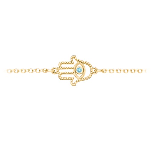 Hamsa Evil Eye Anklet – 18K Gold Plated Silver with Mint Premium Zirconia