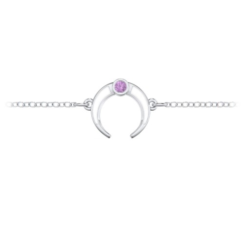 Crescent Horn Anklet with White Cold Enamel – Sterling Silver with Amethyst