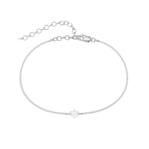 Flower Cluster Anklet – Sterling Silver with White Premium Zirconia