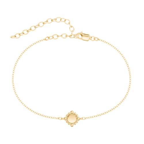 Round Anklet with Bead Detail – 18K Gold Plated Silver