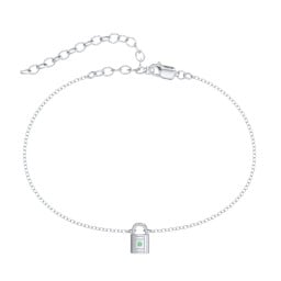 Padlock Anklet with Accent Stone