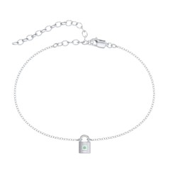 Padlock Anklet with Accent Stone – 18K Gold Plated Silver with Green Premium Zirconia