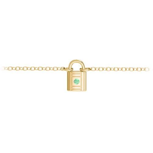 Padlock Anklet with Accent Stone – 18K Gold Plated Silver with Green Premium Zirconia