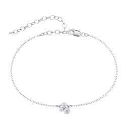 Cluster Bezel Set Stone Anklet in 925 Sterling Silver with Diamond