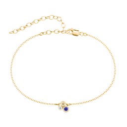 Cluster Bezel Set Stone Anklet in 18K Gold Plated Silver with Fancy Blue Premium Zirconia, Citrine, and White Premium Zirconia