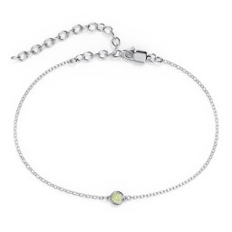 Bezel-Set Round Stone Station Anklet in 925 Sterling Silver with Peridot, Ruby, Emerald, Pink Tourmaline, Blue Topaz, and Smokey Quartz