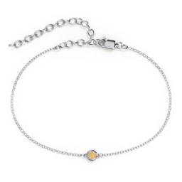 Bezel-Set Round Stone Station Anklet in 925 Sterling Silver with Citrine, Ruby, Emerald, Pink Tourmaline, Blue Topaz, and Smokey Quartz