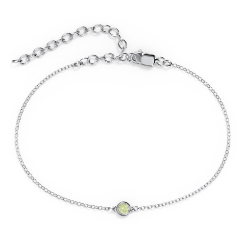Bezel-Set Round Stone Station Anklet – Sterling Silver with Peridot