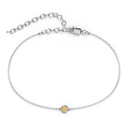 Bezel-Set Round Stone Station Anklet – Sterling Silver with Citrine