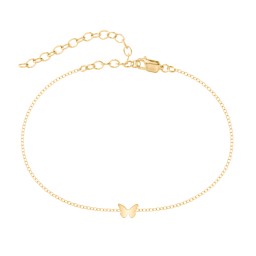 Butterfly Charm Anklet in 18K Gold Plated Silver