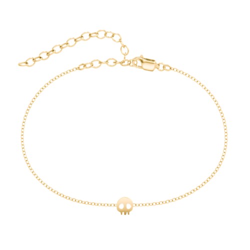Skull Charm Anklet – 18K Gold Plated Silver