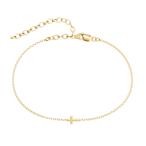 Cross Anklet – 18K Gold Plated Silver