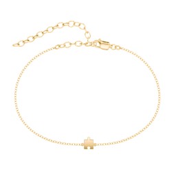 Jigsaw Puzzle Piece Anklet in 18K Gold Plated Silver