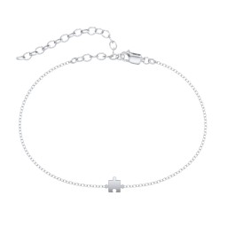 Jigsaw Puzzle Piece Anklet in 925 Sterling Silver