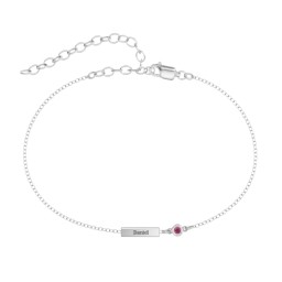 Petite Bar Anklet with Bezel Set Stone