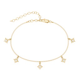 Starburst Charm Anklet in 18K Gold Plated Silver with White Premium Zirconia