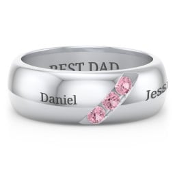 Men's Triple Stone Grooved Ring