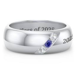 Men's Triple Stone Grooved Ring