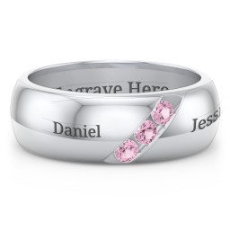 Men's Triple Stone Grooved Ring