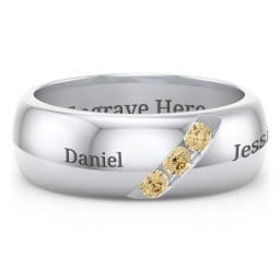 Men's Triple Stone Grooved Ring