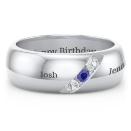 Men's Triple Stone Grooved Ring in 925 Sterling Silver