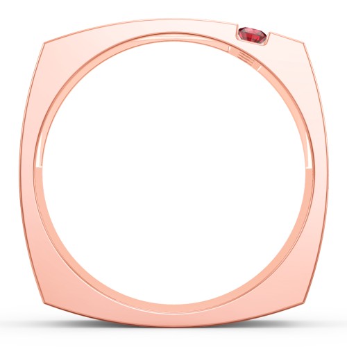 Men's Cache Square-shaped Gemstone Ring – 9kt Rose Gold with Garnet and Cubic Zirconia