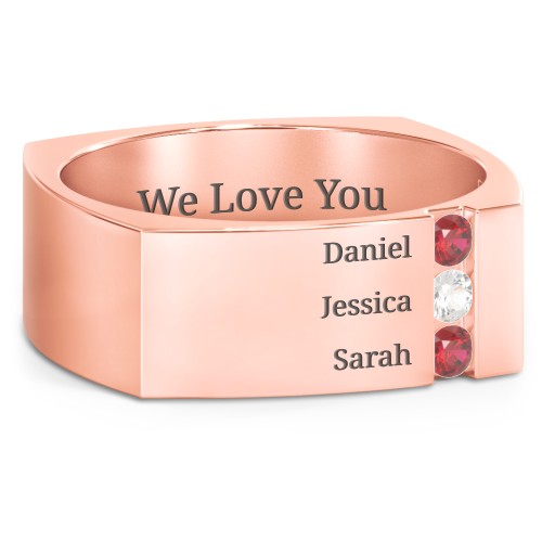 Men's Cache Square-shaped Gemstone Ring – 9kt Rose Gold with Garnet and Cubic Zirconia