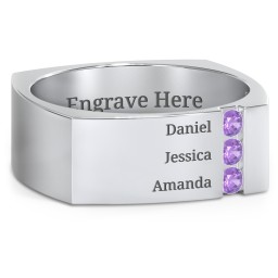 Men's Cache Square-shaped Gemstone Ring in 925 Sterling Silver with Amethyst