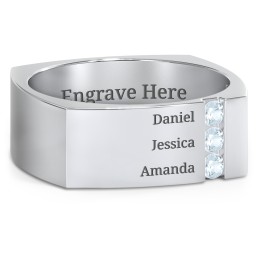 Men's Cache Square-shaped Gemstone Ring in 925 Sterling Silver with Aquamarine