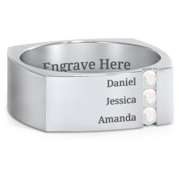Men's Cache Square-shaped Gemstone Ring in 925 Sterling Silver with Opal