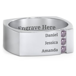 Men's Cache Square-shaped Gemstone Ring in 925 Sterling Silver with Alexandrite